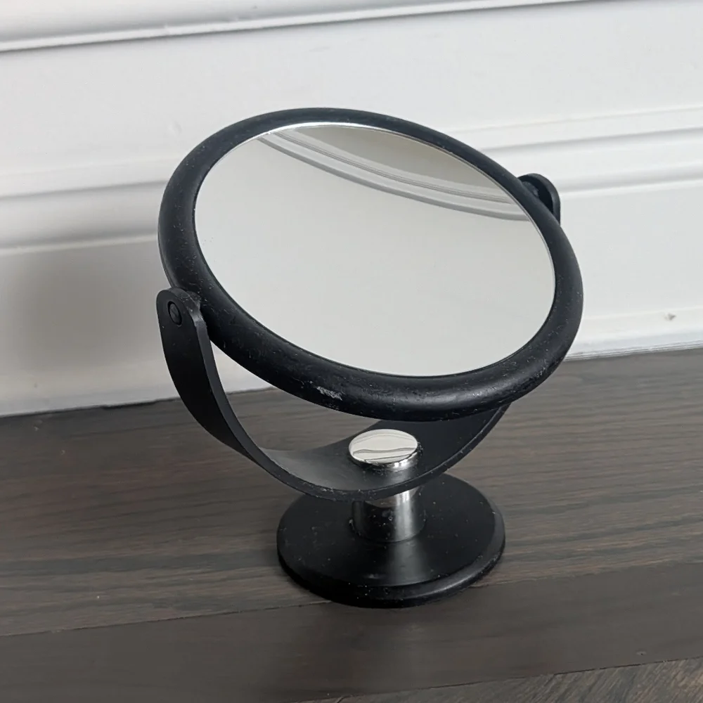 Double-Sided Pedestal Vanity Mirror - Soft-Touch Black